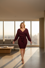Load image into Gallery viewer, Narai Elegant Solid Color Sweater Dress (Plus Size)