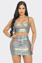 Load image into Gallery viewer, Hallow Multi Color Foil Halter Top (Two Piece Mini Skirt Set)-Kasheer Royalty