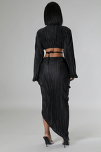 Load image into Gallery viewer, Black Two-Piece Crop Top V Neck Summer Vacation (Skirt Set)-Kasheer Royalty