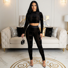 Load image into Gallery viewer, Black Crop Top Long Sleeve Skye (Two Piece Set)-Kasheer Royalty