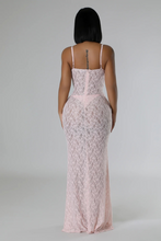 Load image into Gallery viewer, The Blush Lace Elegance Mesh Spaghetti Strap V Neck (Maxi Dress)-Kasheer Royalty