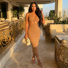 Load image into Gallery viewer, Brown Sleeveless Hollow Out Waist Larissa (Bodycon Dress)-Kasheer Royalty