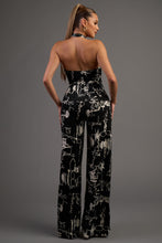 Load image into Gallery viewer, Midnight Calligraphy Hatler Neck Relax Fit Jumpsuit-Kasheer Royalty