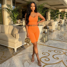 Load image into Gallery viewer, Orange Casual Lounge Wear Sabine (Two Piece Summer Set)-Kasheer Royalty