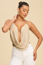 Load image into Gallery viewer, Blush Sequins Chain Cowl Top-Kasheer Royalty
