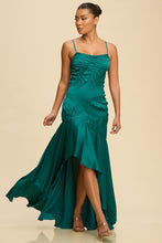 Load image into Gallery viewer, The Teal Green Tide Ruched Satin Gown-Kasheer Royalty