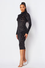 Load image into Gallery viewer, Imani Velvet Burnout Long Sleeve Bodycon Dress-Kasheer Royalty