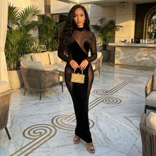 Load image into Gallery viewer, Black Velvet and Mesh Long Sleeve Fiona (Gown)-Kasheer Royalty
