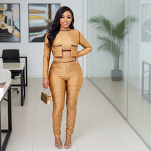 Load image into Gallery viewer, Gold Fringe Long Sleeve Sensation (Two piece) set-Kasheer Royalty