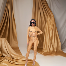 Load image into Gallery viewer, Gold Fringe Long Sleeve Sensation (Two piece) set-Kasheer Royalty