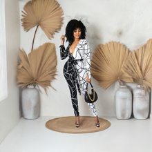 Load image into Gallery viewer, Black and White Raven (Jumpsuit)-Kasheer Royalty