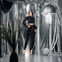 Load image into Gallery viewer, Black Crop Top Long Sleeve Skye (Two Piece Set)-Kasheer Royalty