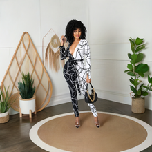 Load image into Gallery viewer, Black and White Raven (Jumpsuit)-Kasheer Royalty