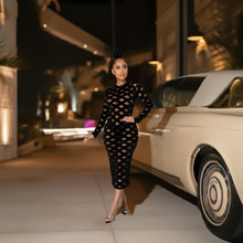 Load image into Gallery viewer, Black Mesh Cut Out Adele (Maxi Dress)-Kasheer Royalty