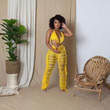 Load image into Gallery viewer, Lei Halter Top Cut Out Fringe Casual Summer (Two Piece Set)-Kasheer Royalty