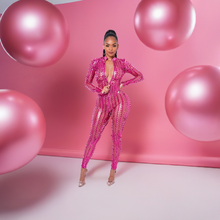 Load image into Gallery viewer, Pink Zip Up and Cut Out Eye Candy (Long Sleeve Jumpsuit)-Kasheer Royalty