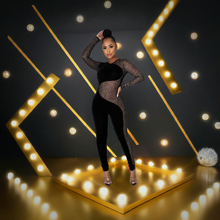 Load image into Gallery viewer, Elegant Black and Mesh Lexi (Long Sleeve Jumpsuit)-Kasheer Royalty