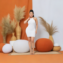 Load image into Gallery viewer, Yellow Halter Neck Textured Bodycon Yara (Mini Dress)-Kasheer Royalty