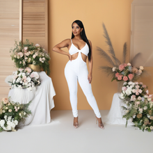 Load image into Gallery viewer, White Hollow Out Ribbed Lanae (Jumpsuit)-Kasheer Royalty