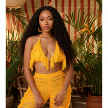 Load image into Gallery viewer, Lei Halter Top Cut Out Fringe Casual Summer (Two Piece Set)-Kasheer Royalty