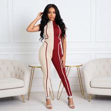 Load image into Gallery viewer, Beige and Red Sleeveless Sage (Jumpsuit)-Kasheer Royalty