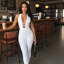 Load image into Gallery viewer, White Ribbed Soraya (Halter Neck Jumpsuit)-Kasheer Royalty