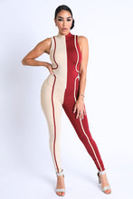 Load image into Gallery viewer, Beige and Red Sleeveless Sage (Jumpsuit)-Kasheer Royalty