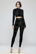 Load image into Gallery viewer, Black Crop Top Long Sleeve Skye (Two Piece Set)-Kasheer Royalty