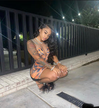 Load image into Gallery viewer, Multi Color Sheer Sleeve Low-Cut V Neck Safari (Mini Dress)-Kasheer Royalty