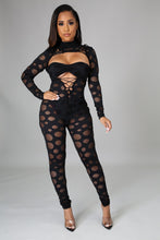 Load image into Gallery viewer, Black Cut Out Mesh Ananya (Long Sleeve Jumpsuit)-Kasheer Royalty