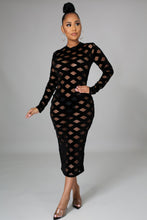Load image into Gallery viewer, Black Mesh Cut Out Adele (Maxi Dress)-Kasheer Royalty