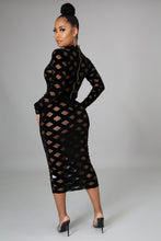 Load image into Gallery viewer, Black Mesh Cut Out Adele (Maxi Dress)-Kasheer Royalty