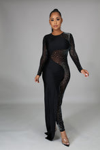 Load image into Gallery viewer, Black Mesh Rhinestone Long Semi Formal Celeste Jumpsuit-Kasheer Royalty