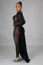 Load image into Gallery viewer, Black Mesh Rhinestone Long Semi Formal Celeste Jumpsuit-Kasheer Royalty