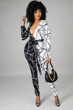 Load image into Gallery viewer, Black and White Raven (Jumpsuit)-Kasheer Royalty
