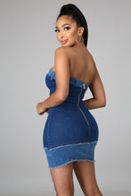 Load image into Gallery viewer, Denim Strapless Patchwork Nastacia (Mini Dress)-Kasheer Royalty