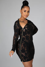 Load image into Gallery viewer, Black Mesh Long Sleeve Zipper Cinnia (Mini Dress)-Kasheer Royalty