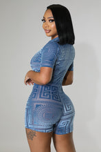 Load image into Gallery viewer, Blue Mesh Front Zipper Yesenia (Short Sleeve Romper)-Kasheer Royalty