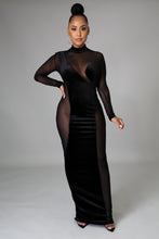 Load image into Gallery viewer, Black Velvet and Mesh Long Sleeve Fiona (Gown)-Kasheer Royalty