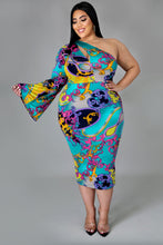 Load image into Gallery viewer, Multi Color One Sleeve Bella Maxi Dress (Plus Size)-Kasheer Royalty