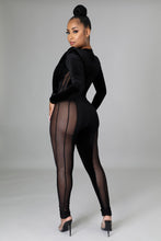 Load image into Gallery viewer, Black Velvet and Mesh Murni (Jumpsuit)-Kasheer Royalty