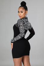 Load image into Gallery viewer, Black Rhinestone Long Sleeve Design Gia Glam (Mini Dress)-Kasheer Royalty