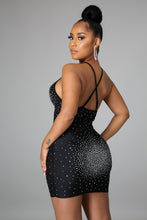 Load image into Gallery viewer, Black Mesh Rhinestone V Neck Kanani (Mini Dress)-Kasheer Royalty