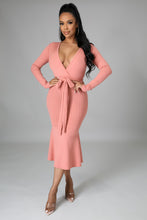 Load image into Gallery viewer, Pink Elegant Solid Color Long Sleeve Sweater Laina (Maxi Dress)-Kasheer Royalty