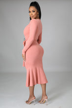 Load image into Gallery viewer, Pink Elegant Solid Color Long Sleeve Sweater Laina (Maxi Dress)-Kasheer Royalty