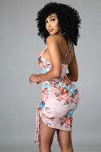 Load image into Gallery viewer, Pink Multi Color Floral Casual Strapless Ruched Hazel ( Mini Dress)-Kasheer Royalty