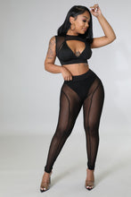Load image into Gallery viewer, Black Mesh Halter Crop Top Herminia (Two Piece Set)-Kasheer Royalty