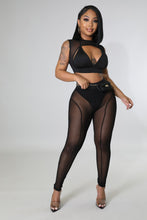 Load image into Gallery viewer, Black Mesh Halter Crop Top Herminia (Two Piece Set)-Kasheer Royalty