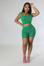 Load image into Gallery viewer, Green Multi Color Casual Summer Crop Top Noa (Two Piece Set)-Kasheer Royalty