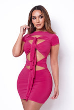 Load image into Gallery viewer, Pink Cut Out Front Tie Rosa (Mini Dress)-Kasheer Royalty